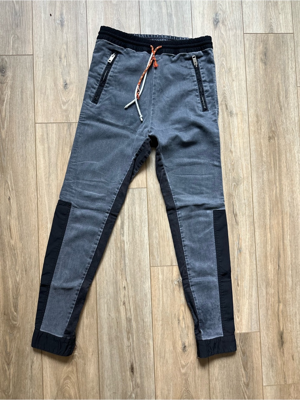 Diesel Men's Gray Jogger Jeans with Black Panels